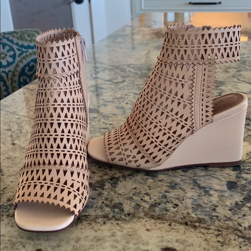 COPY - Fun tan patterned wedges - never worn Size 6.5-NWOT